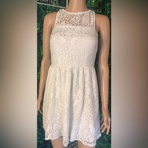 Lace white mini dress